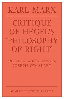 Critique of Hegel's 'Philosophy of Right' Paperback Cambridge University Press