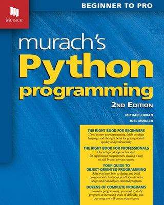 Python programming book titled Murach's Python Programming, 2nd Edition by Mike Murach & Associates, Inc., showing cover and pages.