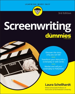 Paperback copy of "Screenwriting for Dummies" by For Dummies, showing the book cover with title and author on a white background.