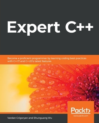 Expert C++ paperback book by Packt Publishing, featuring a cover image with technical graphics and the title on a blue background.