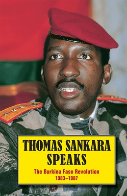 Paperback book titled "Thomas Sankara Speaks: The Burkina Faso Revolution 1983-1987" by Pathfinder, with cover image visible.