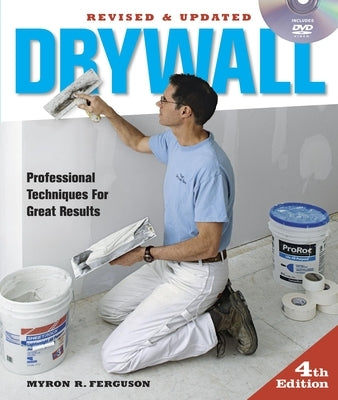Paperback book on drywall hanging and taping techniques by Taunton Press, featuring professional methods and a DVD.