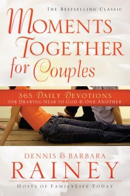 Paperback devotional book titled "Moments Together for Couples" by Bethany House Publishers, featuring a close-up of the cover.