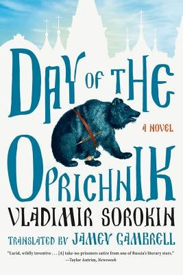 Paperback of "Day of the Oprichnik" by Farrar, Straus and Giroux featuring the book cover with dark, intricate artwork.