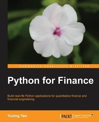 Paperback Python for Finance book by Packt Publishing featuring Python code snippets and financial data on the cover.