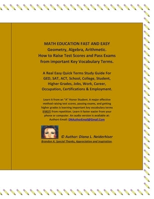 MATH EDUCATION FAST AND EASY Geometry, Algebra, Arithmetic. How to Raise Test Scores And Pass Exams from important Key Vocabulary Terms.: A Real Easy Paperback Independently Published