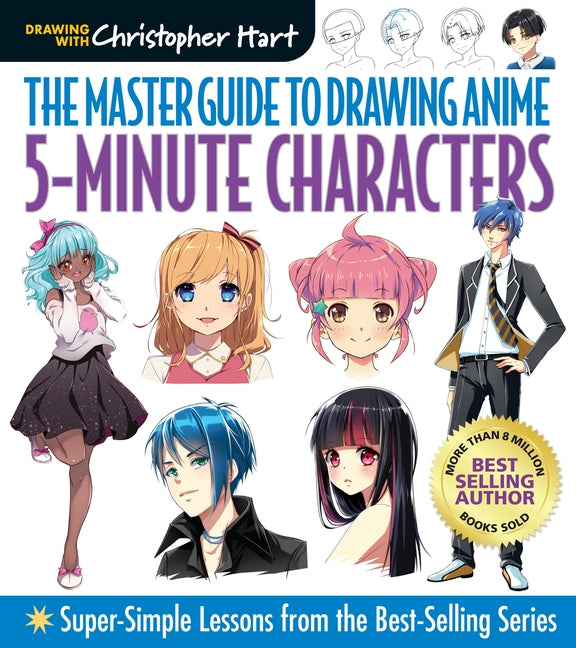 Paperback of Master Guide to Drawing Anime: 5-Minute Characters by Sixth & Spring Books, showing colorful manga character illustrations.