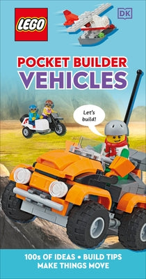 Paperback Lego Pocket Builder Vehicles book by DK Publishing featuring colorful illustrations of moving toy vehicles.