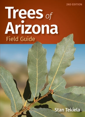 Paperback Trees of Arizona Field Guide by Adventure Publications showing colorful illustrations of various Arizona tree species.