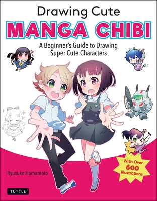Open manga chibi drawing guide by Tuttle Publishing showing colorful pages with cute character sketches and step-by-step instructions.