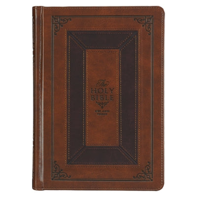 KJV Study Bible, Standard King James Version Holy Bible, Thumb Tabs, Ribbons, Faux Leather, Toffee/Burgundy Debossed Bible Christian Art Publishers