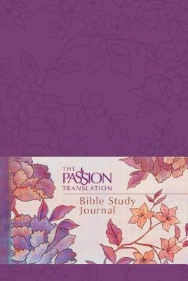 Imitation leather Passion Translation Bible Study Journal with peony design from Broadstreet Publishing, open pages for notes.
