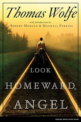 Paperback copy of Look Homeward, Angel by Scribner Book Company with a classic book cover design and author’s name.