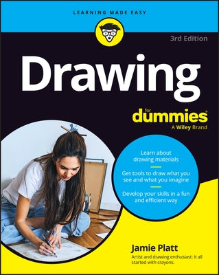 Paperback Drawing for Dummies book by For Dummies with colorful cover and illustrations on the front page.