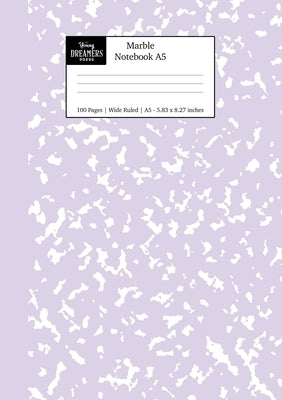Marble Notebook A5: Lilac Purple Marble Wide Ruled Journal Paperback Young Dreamers Press