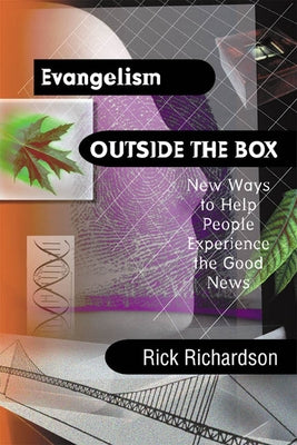 Paperback book titled "Evangelism Outside the Box: New Ways to Help People Experience the Good News" by IVP, with a colorful cover design.