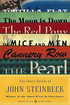 Paperback of The Short Novels of John Steinbeck from Penguin Classics Deluxe Edition, showing the book cover with title and author.