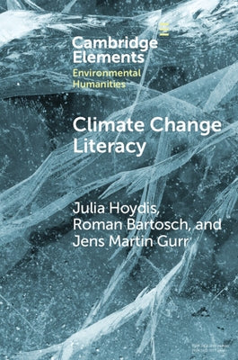 Paperback book titled "Climate Change Literacy" by Cambridge University Press, featuring a cover with climate-themed illustrations.