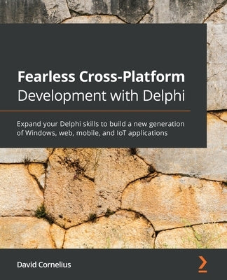 Paperback book titled "Fearless Cross-Platform Development with Delphi" by Packt Publishing, featuring a cover with coding graphics.
