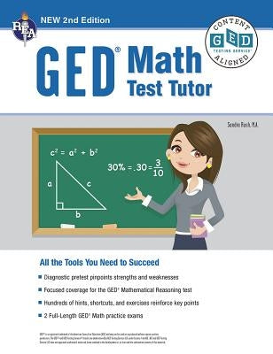 Ged(r) Math Test Tutor 2nd Edition by Research & Education Association, featuring practice questions and solutions for the 2022 Ged test.