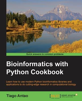 Paperback of Bioinformatics with Python Cookbook by Packt Publishing, featuring a cover with code and DNA graphics.