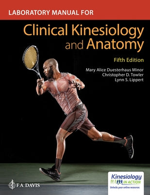 Paperback laboratory manual for clinical kinesiology and anatomy with detailed diagrams and instructions, published by F. A. Davis Company.