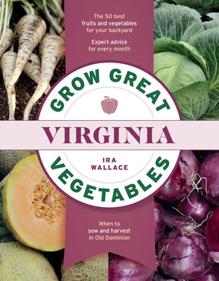 Paperback book titled "Grow Great Vegetables in Virginia" by Timber Press, featuring a colorful vegetable garden on the cover.