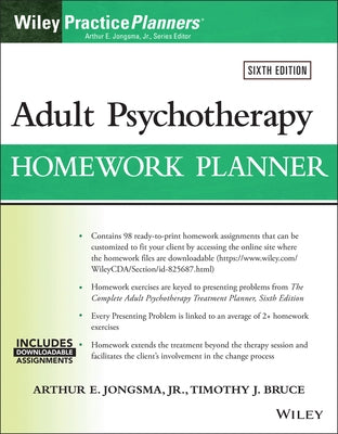 Adult Psychotherapy Homework Planner Paperback Wiley