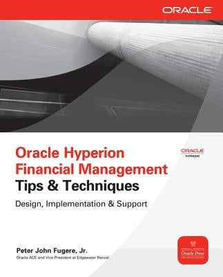 Paperback book titled "Oracle Hyperion Financial Management Tips & Techniques" by McGraw-Hill Companies, with a blue cover.