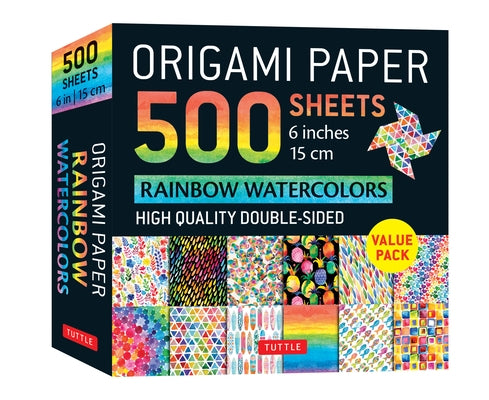Rainbow-colored Tuttle origami paper, 500 sheets, double-sided with 12 designs, 15 cm loose leaf sheets for origami crafts.