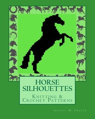 Paperback horse silhouettes knitting and crochet patterns book showing various horse silhouette designs on the cover.