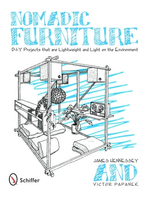 Paperback book titled "Nomadic Furniture: D-I-Y Projects That Are Lightweight & Eco-Friendly" by Schiffer Craft, featuring a colorful cover design.