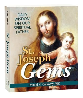 Paperback of St. Joseph Gems: Daily Wisdom on Our Spiritual Father by Marian Press, featuring a close-up of the book cover.