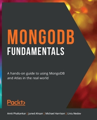 Paperback book titled "MongoDB Fundamentals" by Packt Publishing, featuring a cover with database and cloud illustrations.