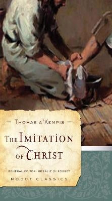 Paperback of The Imitation of Christ by Moody Publishers, featuring a close-up of the book cover with elegant design.