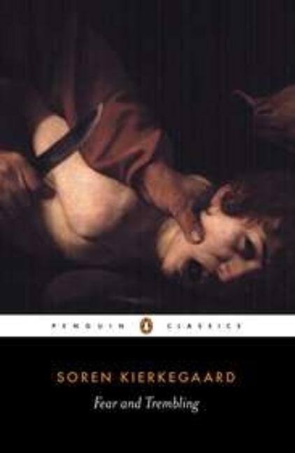 Paperback copy of "Fear and Trembling" by Penguin Group, featuring a close-up of the book cover with text and design elements.