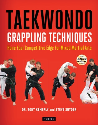 Paperback book titled "Taekwondo Grappling Techniques" by Tuttle Publishing, featuring martial arts illustrations on the cover.