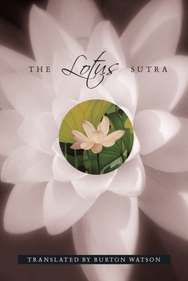 Open book of The Lotus Sutra by Columbia University Press, showing pages with traditional Asian script and text layout.