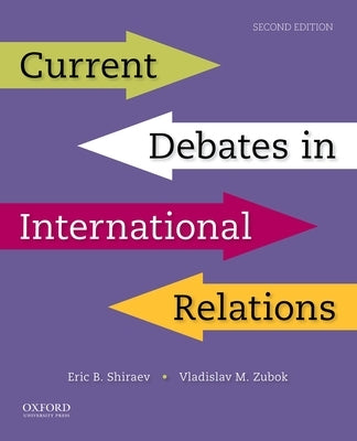 Paperback of "Current Debates in International Relations" by Oxford University Press, USA, featuring a blue cover with text and images.