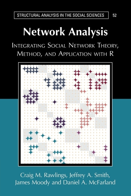 Paperback book titled "Network Analysis" by Cambridge University Press, featuring a cover with network diagrams and social network themes.