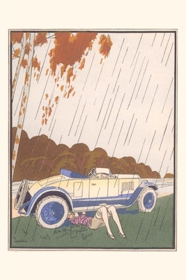 Vintage Journal Woman Fixing Car in the Rain Paperback Found Image Press