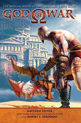 Paperback copy of the God of War book by Del Rey Books with a dark, illustrated cover featuring mythological artwork.