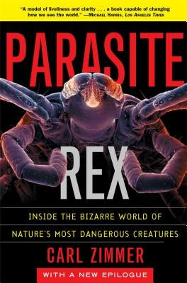 Cover of Parasite Rex by Atria Books featuring a close-up image of a parasitic creature against a dark background.