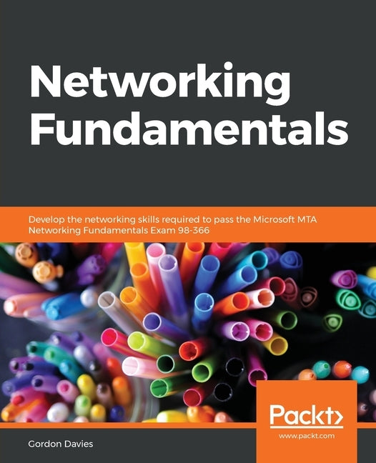 Paperback book titled "Networking Fundamentals" by Packt Publishing with a cover featuring network diagrams and educational graphics.