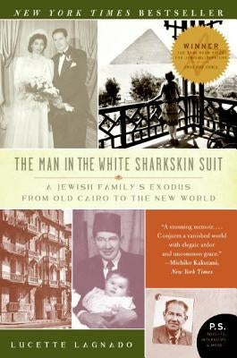 Paperback of "The Man in the White Sharkskin Suit" by Ecco Press, showing the book cover with a vintage Jewish family photograph.