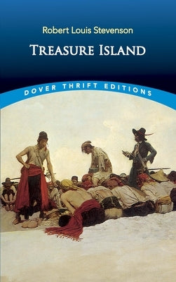 Paperback Treasure Island novel by Dover Publications, featuring a vintage-style cover with maritime artwork.