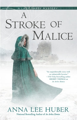 Cover image of "A Stroke of Malice" by Berkley Books, featuring dark, mysterious artwork with bold title text.