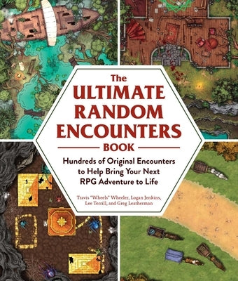 Paperback copy of The Ultimate Random Encounters Book by Adams Media Corporation, featuring colorful fantasy-themed cover art.