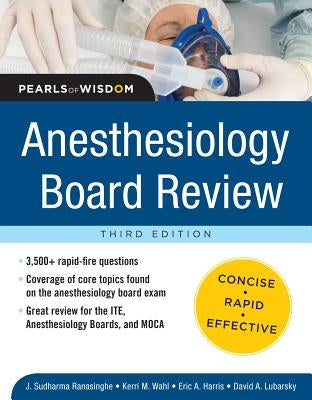 Paperback book titled "Pearls of Wisdom" for Anesthesiology Board Review, published by McGraw Hill Medical, showing the front cover.