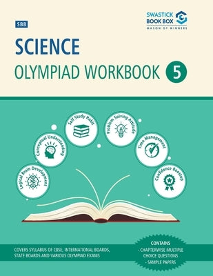 Class 5 SBB Science Olympiad Workbook paperback by Swastick Book Box showing colorful cover with science-related illustrations.